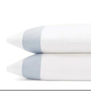 Frette Rattan Bordo Set Of 2 White/Light Blue Standard Pillowcases